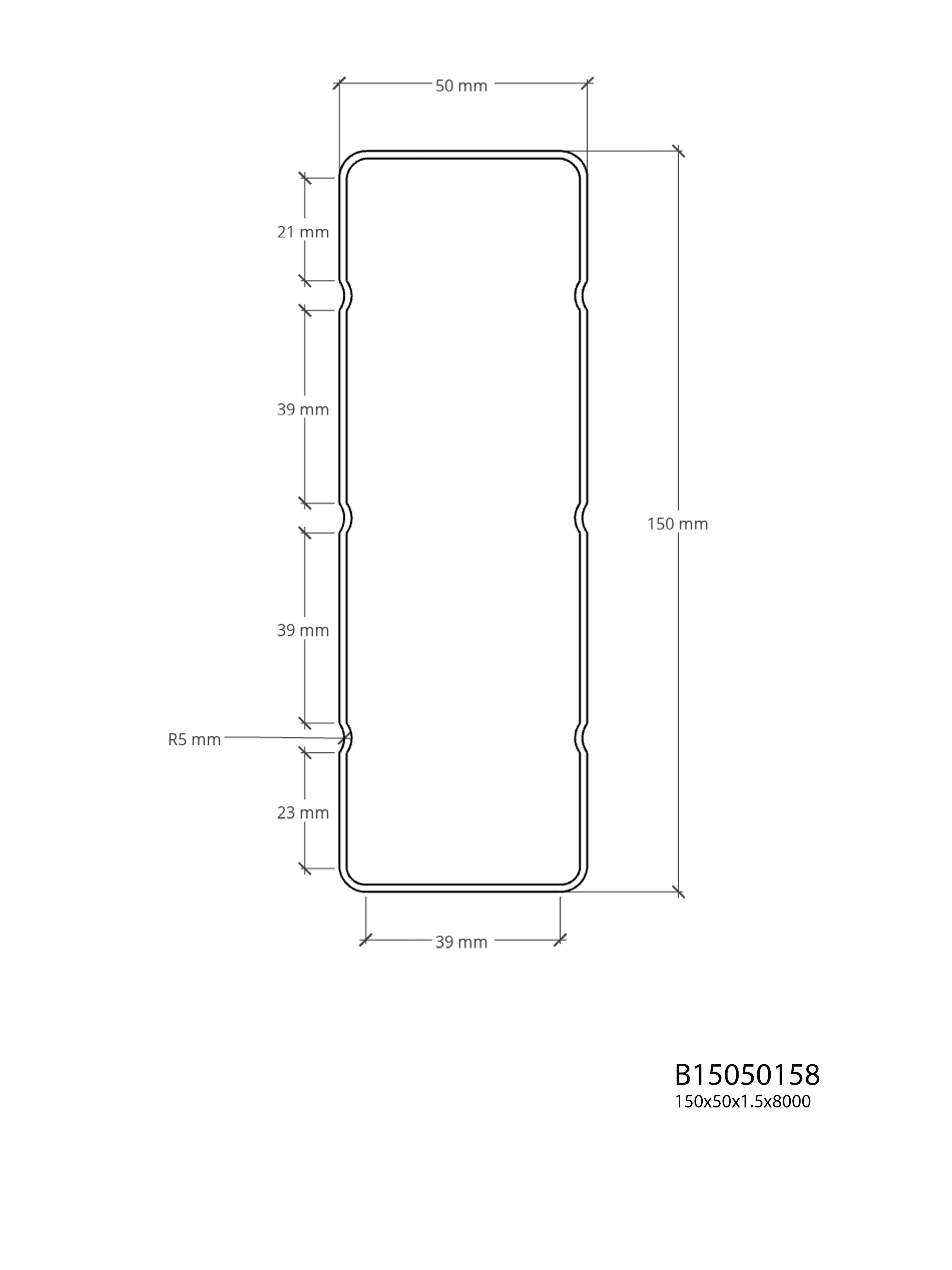 Steel Triple Star Grooved Box 150x50x1.5