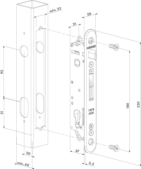 Locinox Forty Swing Lock SILVER