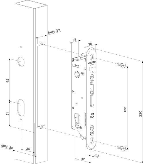 Locinox Fifty Swing Lock SILVER