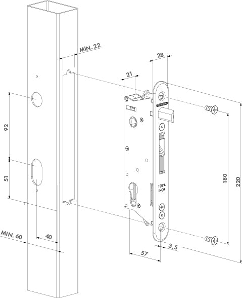 Locinox Sixty Swing Lock SILVER