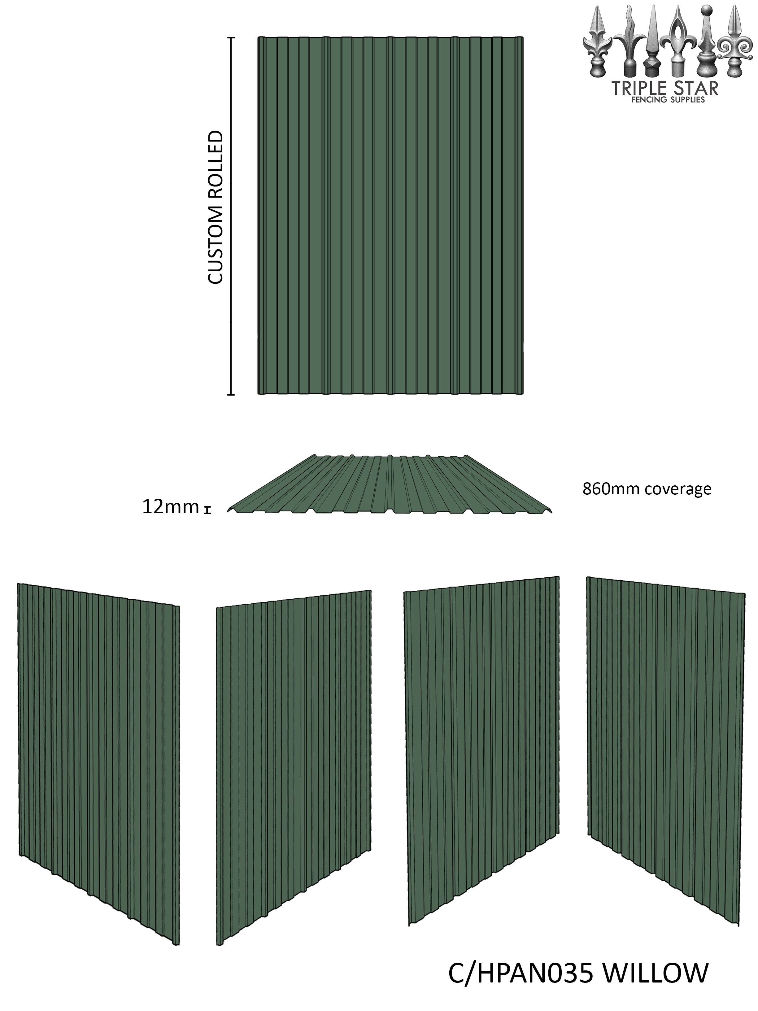 Colorbond® Hex Panel Wall Cladding Sheets WILLOW