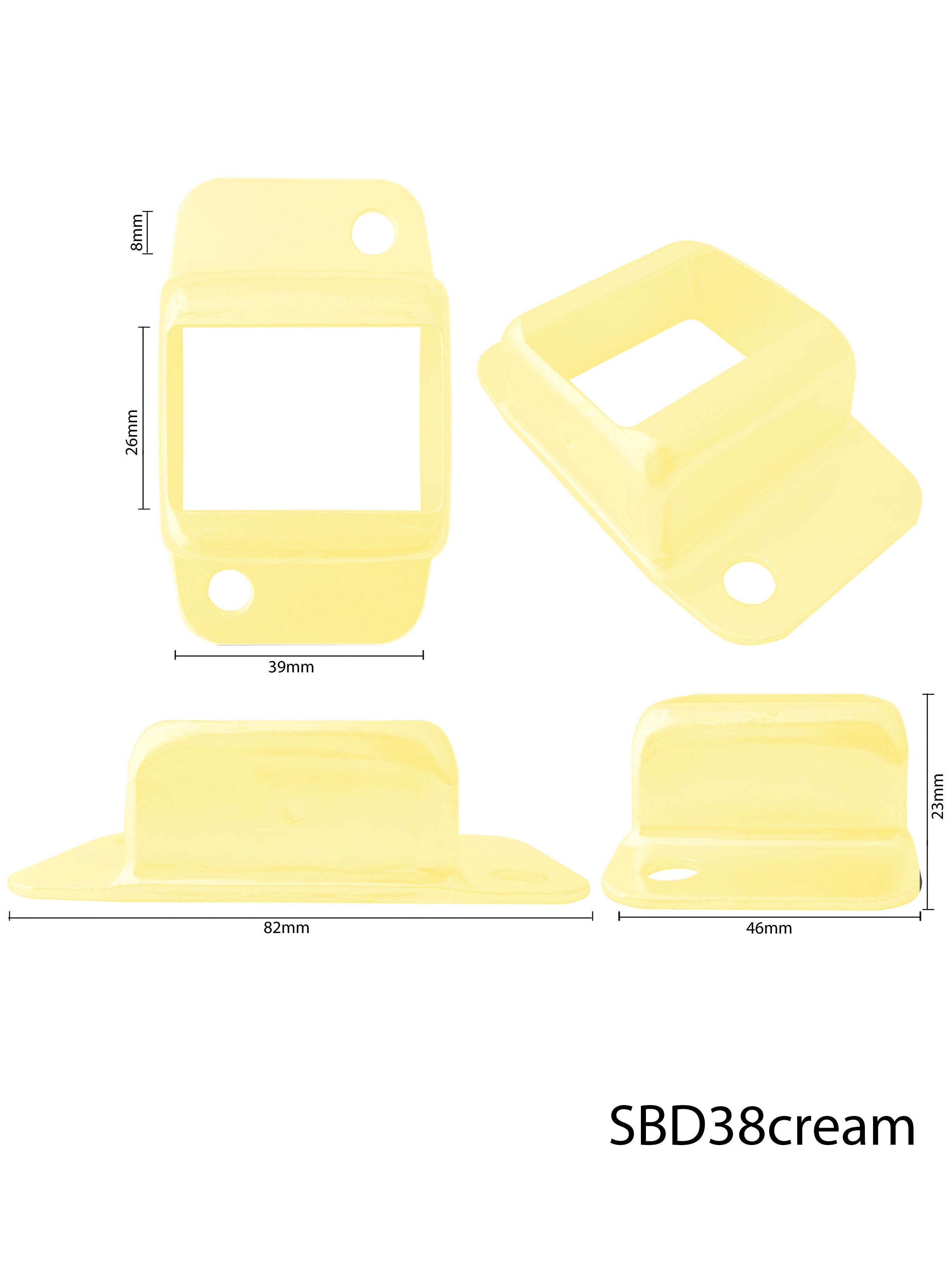 Steel Double Lug Bracket 38x25 Cream