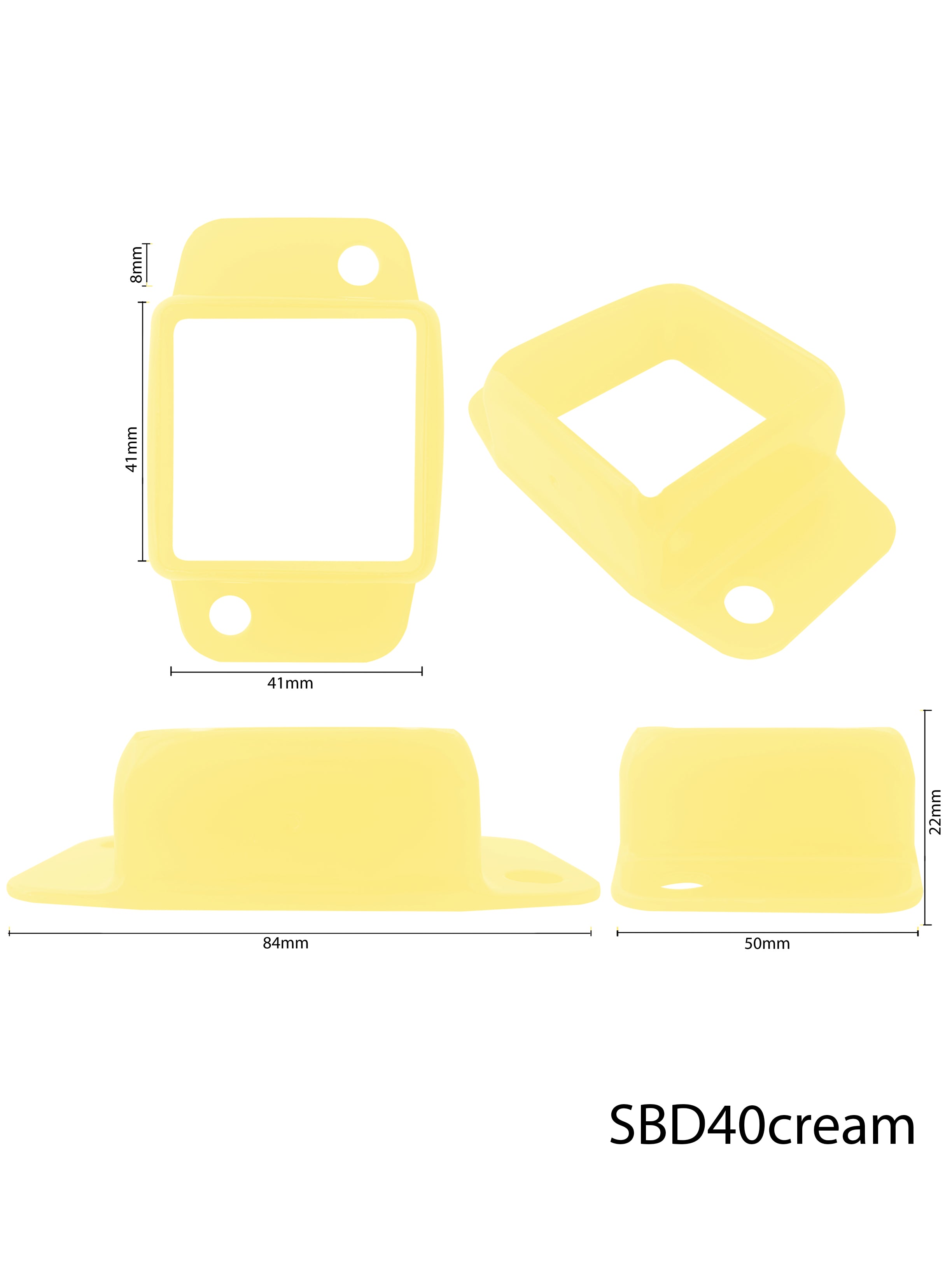 Steel Double Lug Bracket 40x40 Cream